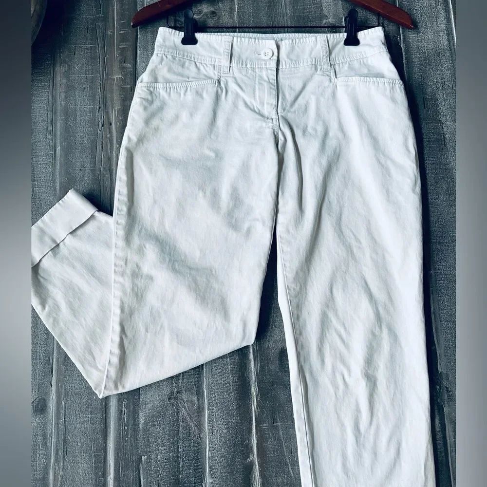 NY&Co White Khaki Rolled Hem Ankle Pants 0